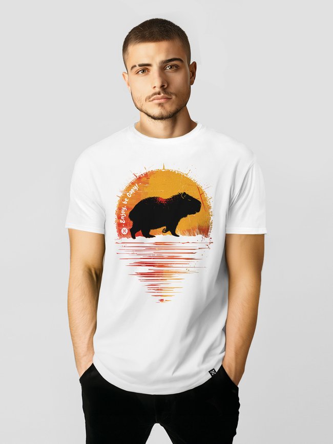 Men's T-shirt "Enjoy, be Capy (Capybara)", White, XS