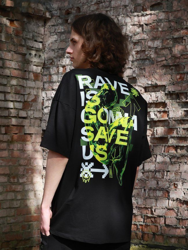 Футболка мужская оверсайз &ldquo;Rave&rdquo;, Черный, XS-S