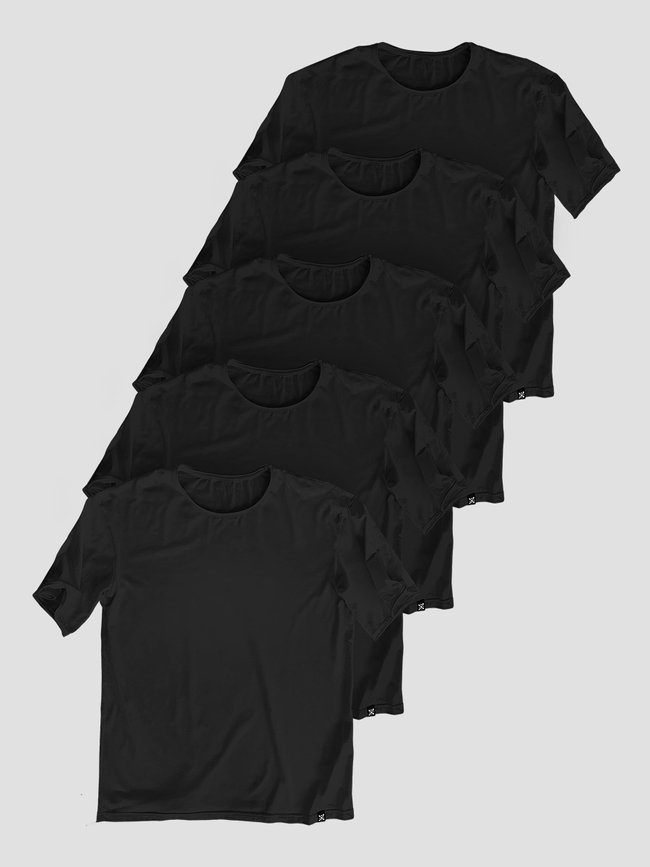 Set of 5 black basic t-shirts oversize "Black", XS-S, Male