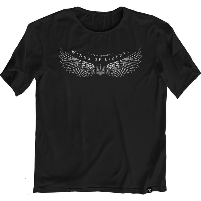 Women's T-shirt Oversize “Wings of Liberty”, Black, XS-S
