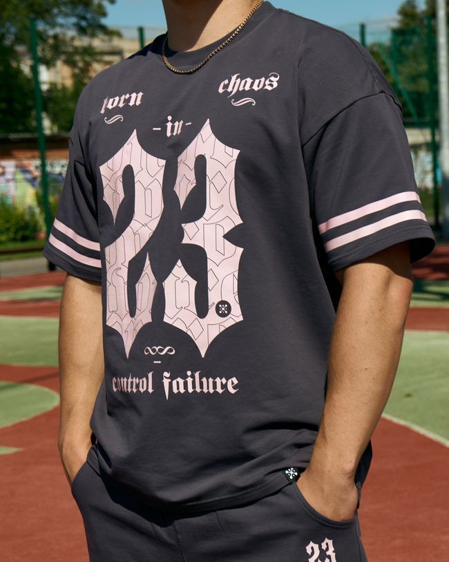 Men's T-shirt Oversize &ldquo;23&rdquo; Gray gri XSS with numbers