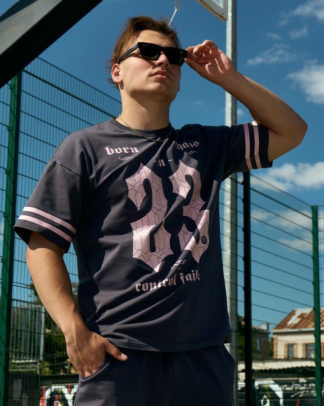 Men's T-shirt Oversize &ldquo;23&rdquo; Gray gri XSS with numbers