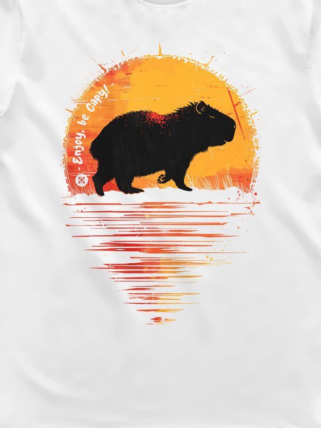 Men's T-shirt "Enjoy, be Capy (Capybara)", White, S
