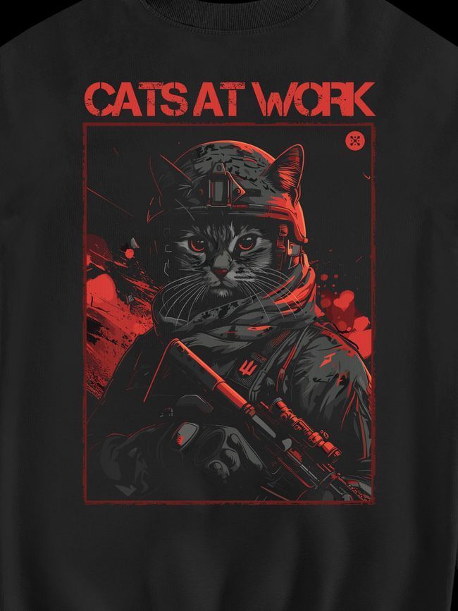 Women's Sweatshirt "Cats at Work", Black, M