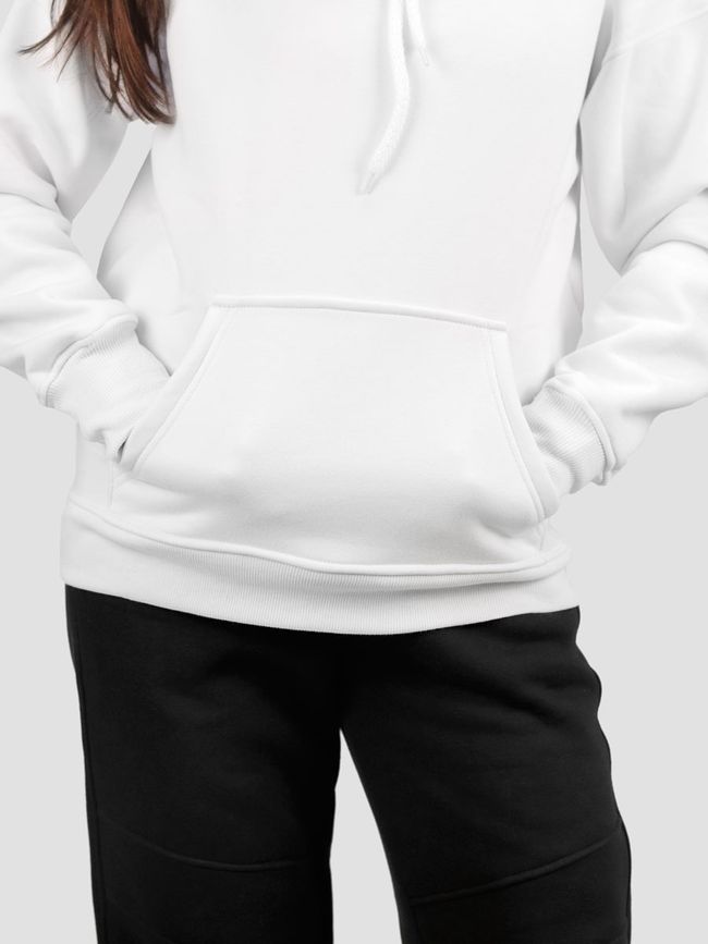 Women's tracksuit set Hoodie white with a Changeable Patch "Russian Warship Fuck Yourself", Black, XS-S, XS (99  cm)