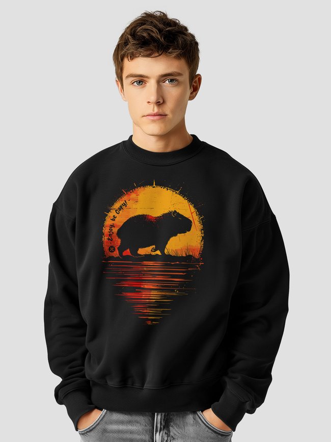 Men's Sweatshirt "Enjoy, be Capy (Capybara)", Black, M