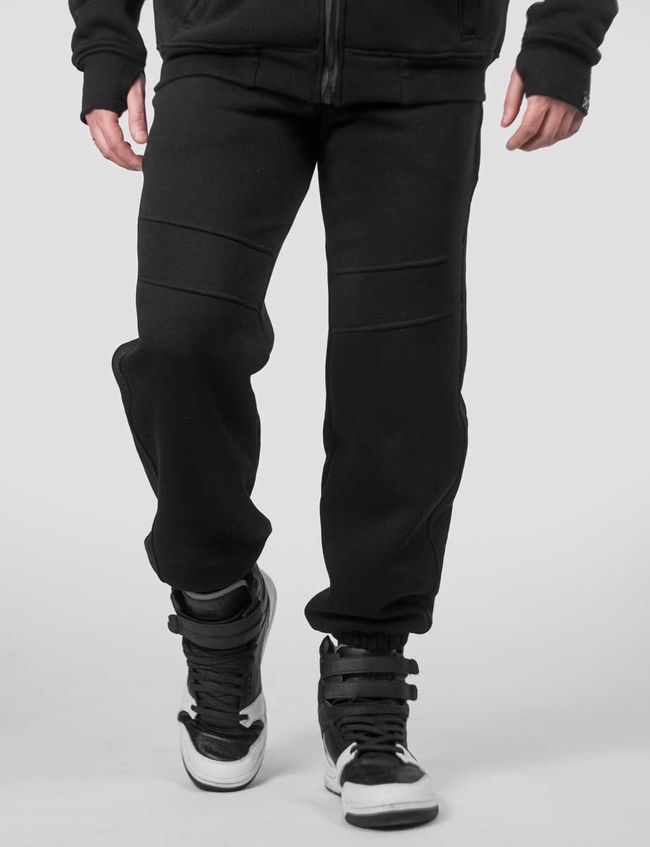 Костюм чоловічий зі змінним патчем "Бандера Смузі" худі на блискавці та штани, Чорний, 2XS, XS (104 см)