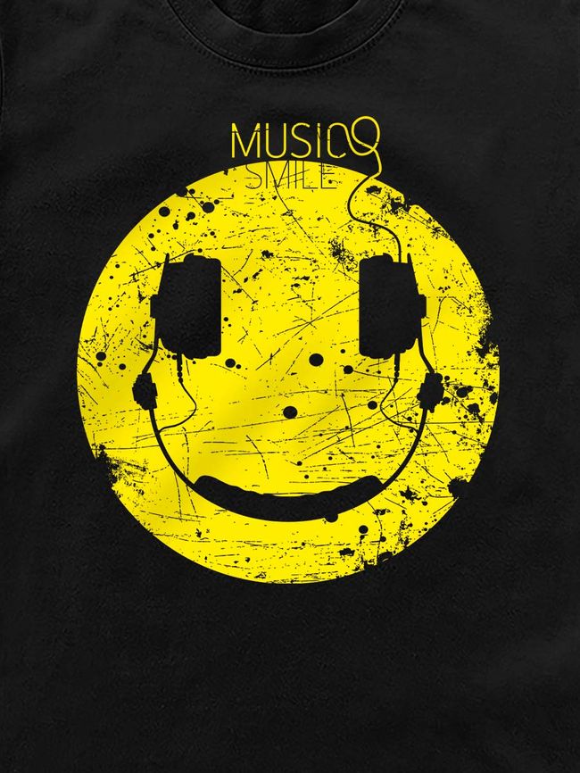 Kid's T-shirt "Music Smile", Black, XS (110-116 cm)
