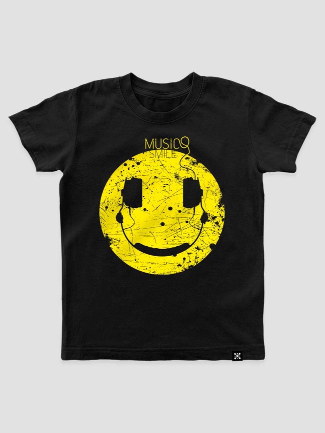 Kid's T-shirt "Music Smile", Black, XS (110-116 cm)