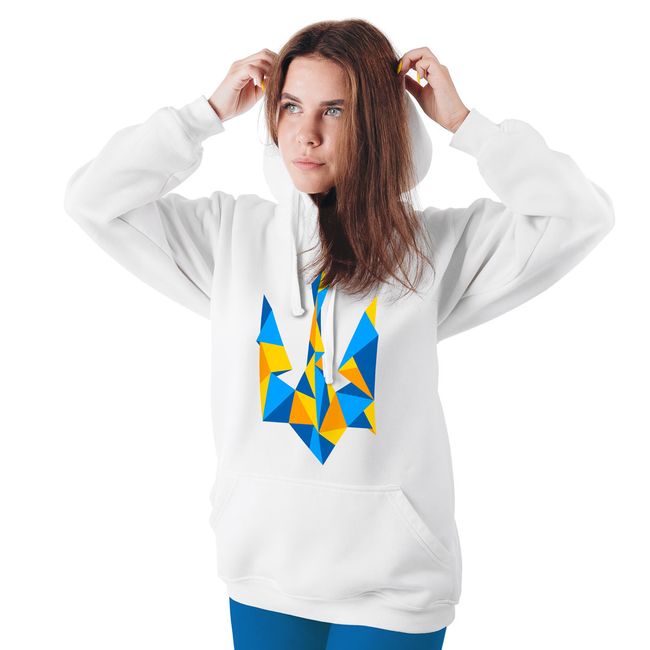 Худі жіночий "Ukraine Geometric" з гербом тризубом ﻿, Білий, M-L