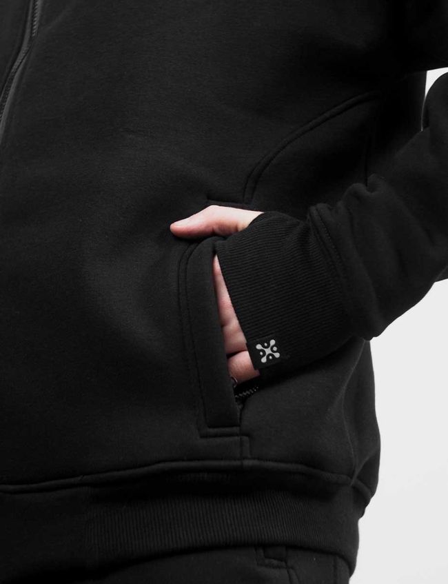 Men's tracksuit set with a Changeable Patch “Russian Warship Fuck Yourself” Hoodie with a zipper, Black, 2XS, XS (99  cm)