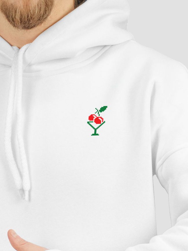 Men's Hoodie “Vyshnya (Cherry)”, White, 2XS