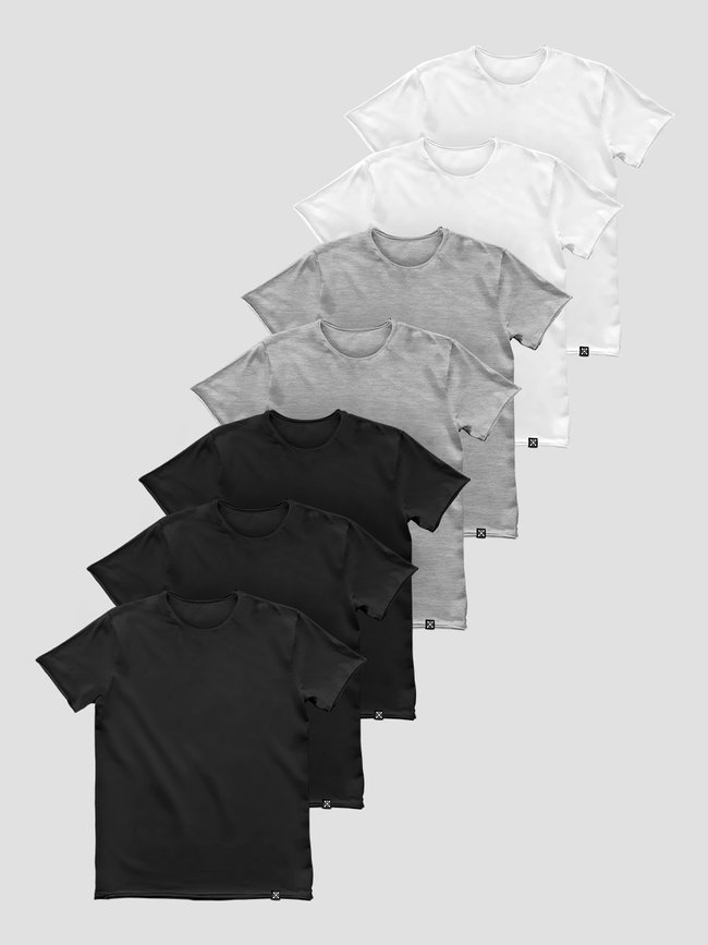 Сет из 7 базовых футболок "Монохром", XS, Мужская