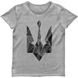 Women's T-shirt "Ukraine Geometric" with a Trident Coat of Arms, Gray melange, XS