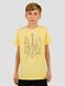 Kid's T-shirt "Ukraine Line" with a Trident Coat of Arms, Light Yellow, 3XS (86-92 cm)