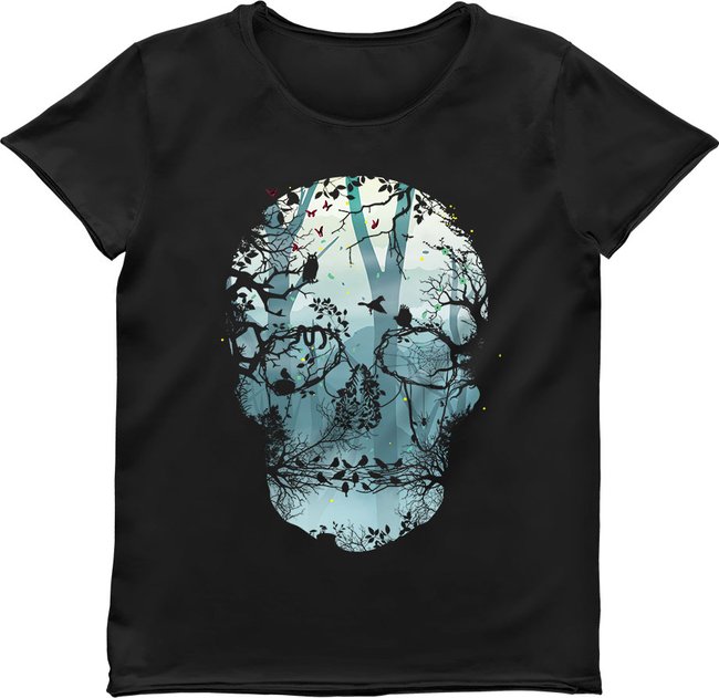Women's T-shirt "Forest Skull", Black, M
