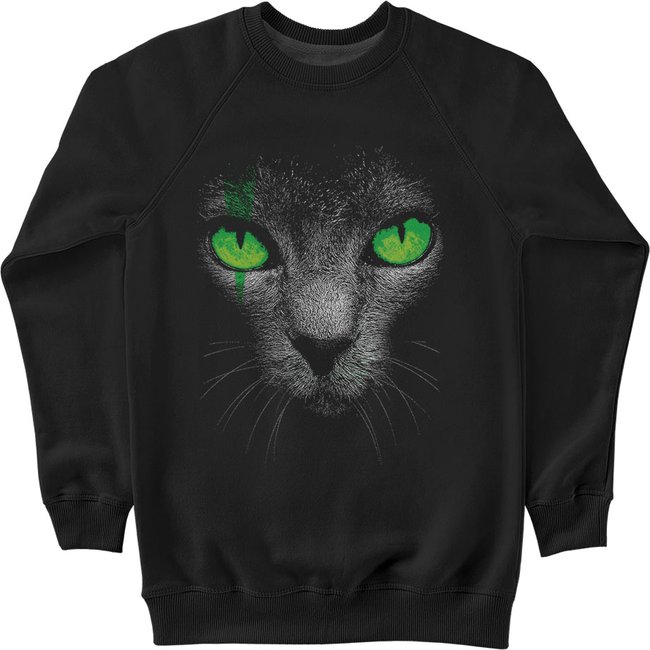 Women's Sweatshirt "Green-Eyed Cat", Black, M
