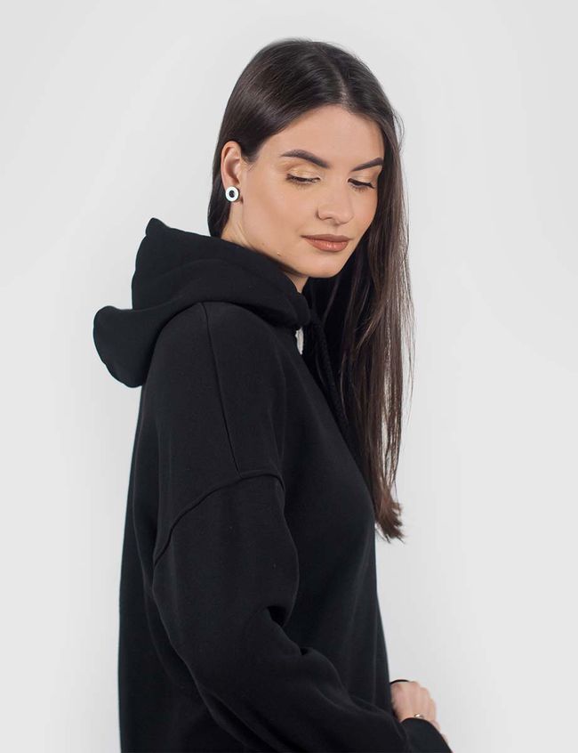 Women's dress-hoodie with the hood, Black, XS-S
