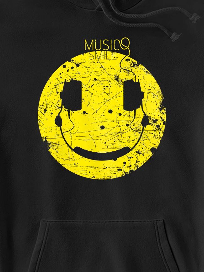 Kid's hoodie "Music Smile", Black, XS (110-116 cm)