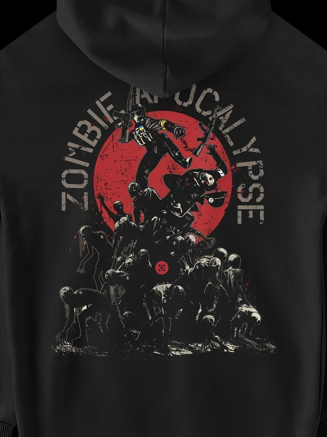 Women's Hoodie "Zombie Apocalypse", Black, M-L