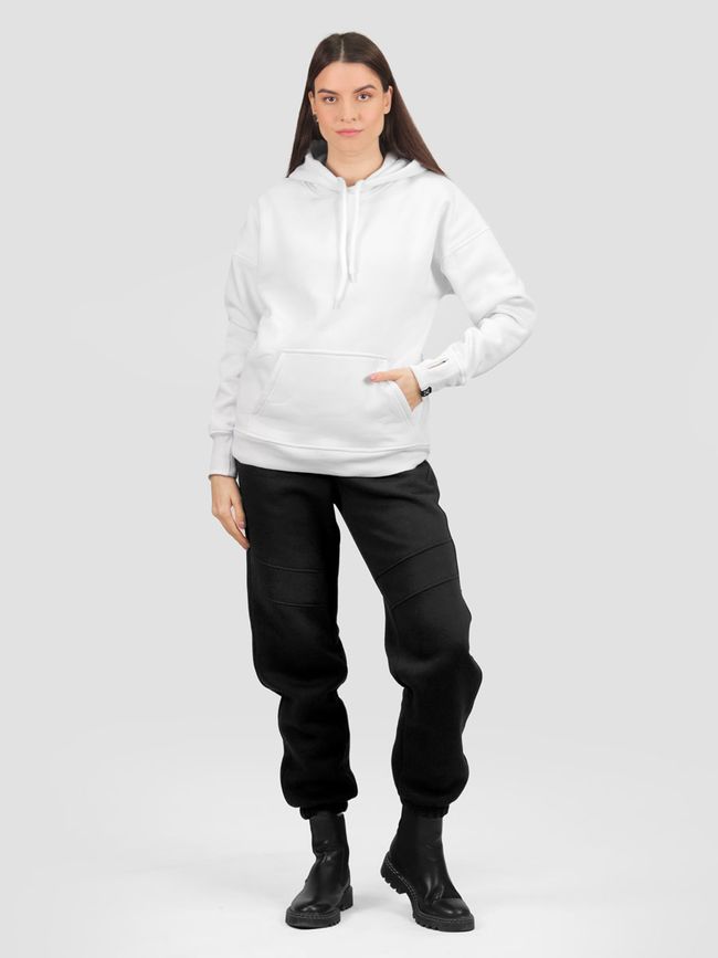 Women's suit white hoodie and pants, White, XS-S, S (104 cm)