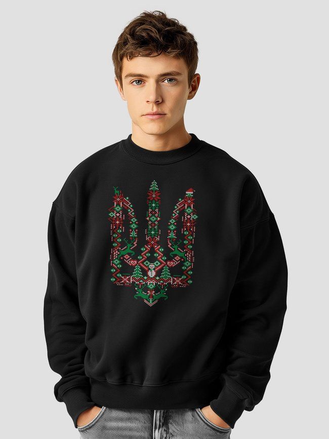 Men's Sweatshirt "New Year's trident", Black, XL