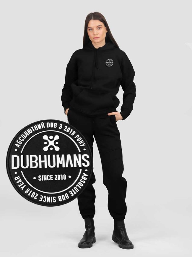 Women's tracksuit set Hoodie black with a Changeable Patch "Bandera Smoothie", Black, 2XS, XS (99  cm)