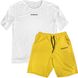 Women’s Oversize Suit - Shorts and T-shirt, White and yellow, 2XS