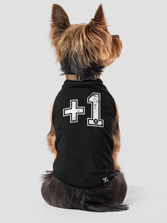 Dog's T-shirt "+1", Black, XS