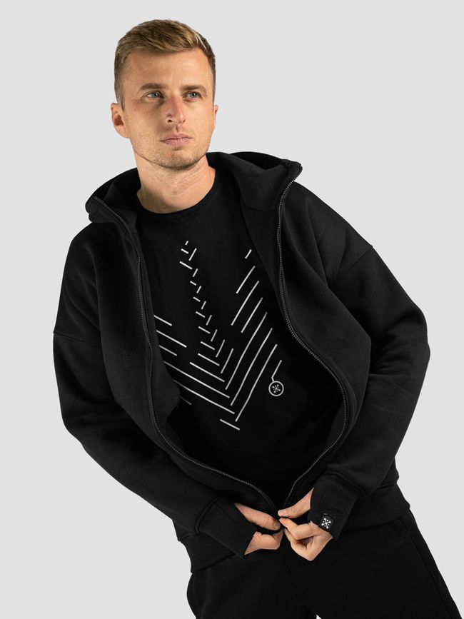 Men's tracksuit set with t-shirt “Minimalistic Trident”, Black, 2XS, XS (99  cm)