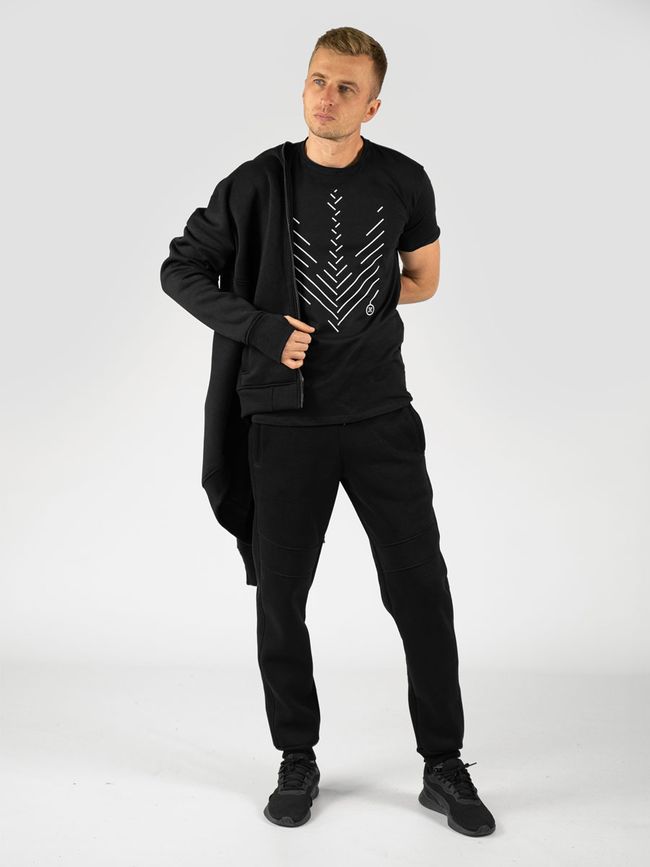 Men's tracksuit set with t-shirt “Minimalistic Trident”, Black, 2XS, XS (99  cm)