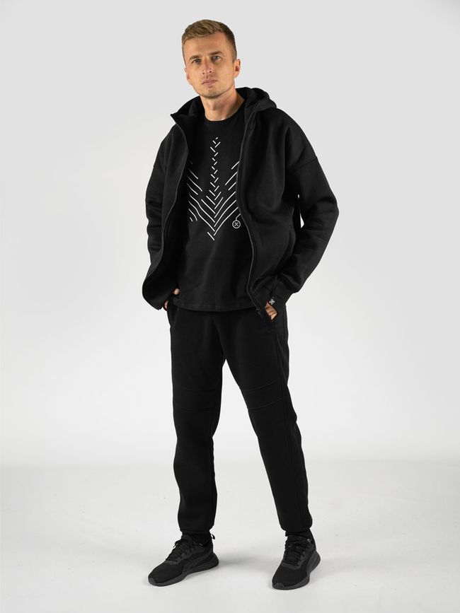 Men's tracksuit set with t-shirt “Minimalistic Trident”, Black, 2XS, XS (99  cm)