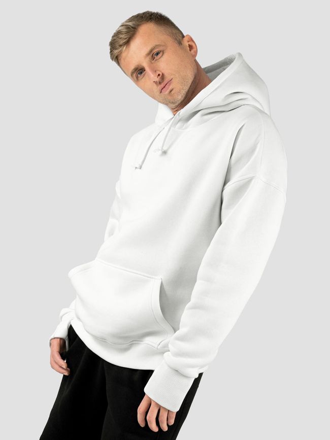 Men's suit hoodie white and pants, White, M-L, L (108 cm)