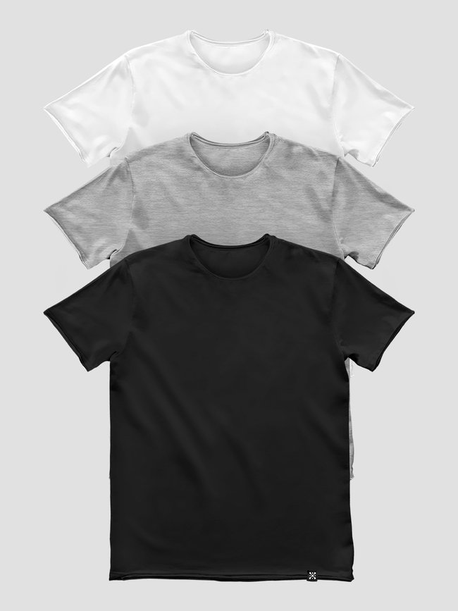 Set of 3 basic t-shirts "Monochrome", XS, Male