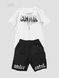 Men’s Oversize Suit - Shorts and T-shirt “Under Control”, white and black, XS-S