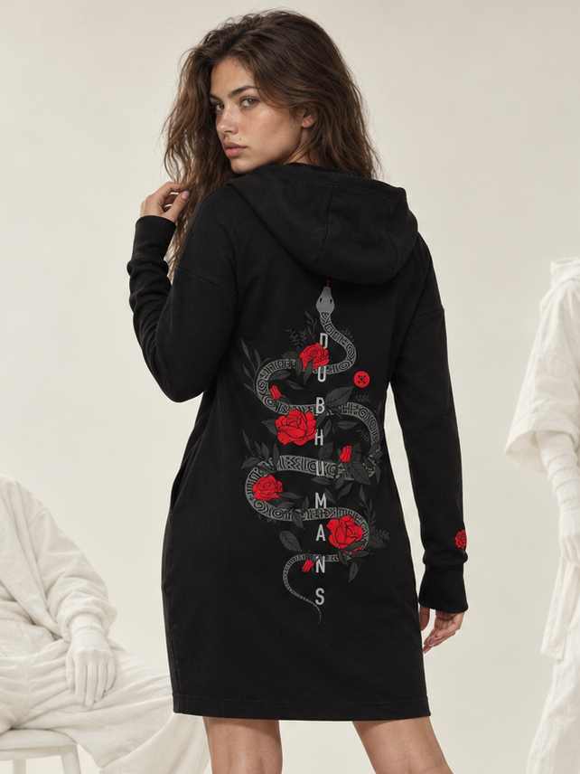 Dress-hoodie "Snake Garden", Black, 2XS