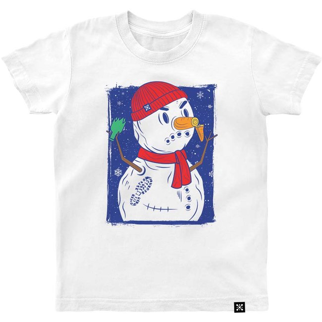 Kid's T-shirt “Crazy Snowman”, White, XS (5-6 years)
