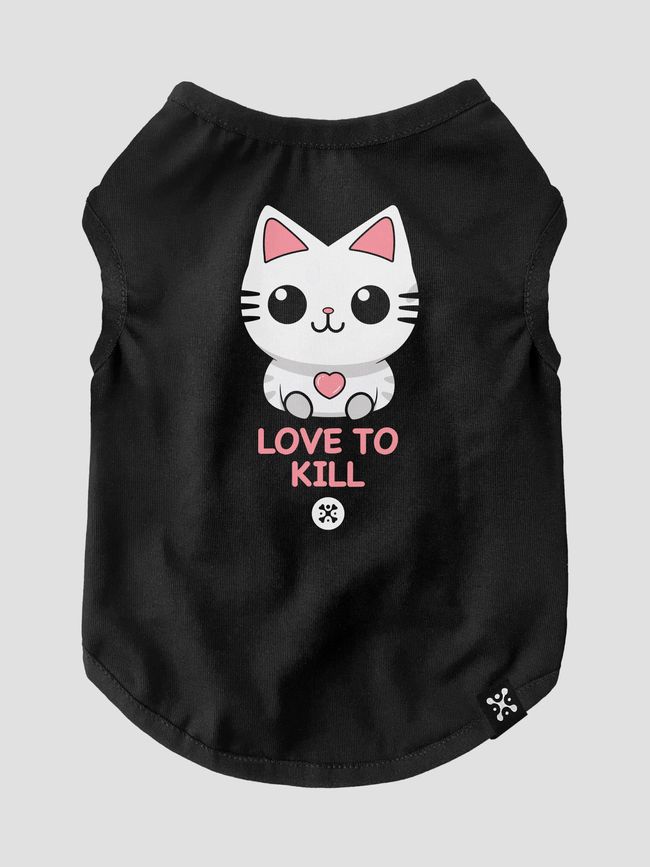 Cat's T-shirt "Love to Kill", Black, XS