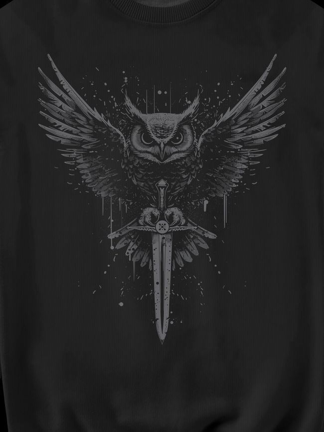 Our new print "Owl GUR" is a true symbol of wisdom, strength and mystery. This print combines the image of an owl, which symbolizes deep knowledge and strategic thinking, and the symbolism of the Main Directorate of Intelligence of Ukraine , which gives it strength and invincibility. Our print speaks of your intelligence, intelligence and ability to see further than others. "MDI Owl" print is the choice of real strategists. When you wear clothes with this print, you emphasize your wisdom and determination. Military style with a touch of mysticism is suitable for those who want to emphasize their inner strength and devotion to Ukraine. Wear clothes that really matter! You can buy T-shirts, sweatshirts or hoodies with the "MDI Owl" print from us.