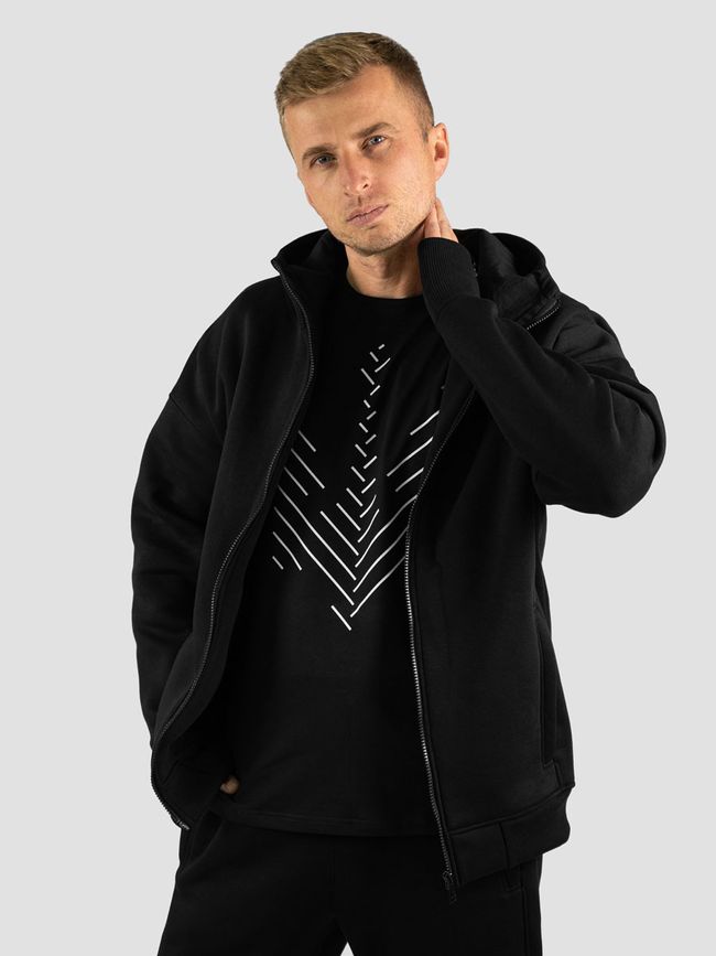 Men's tracksuit set with t-shirt “Minimalistic Trident”, Black, 2XS, XS (104 cm)