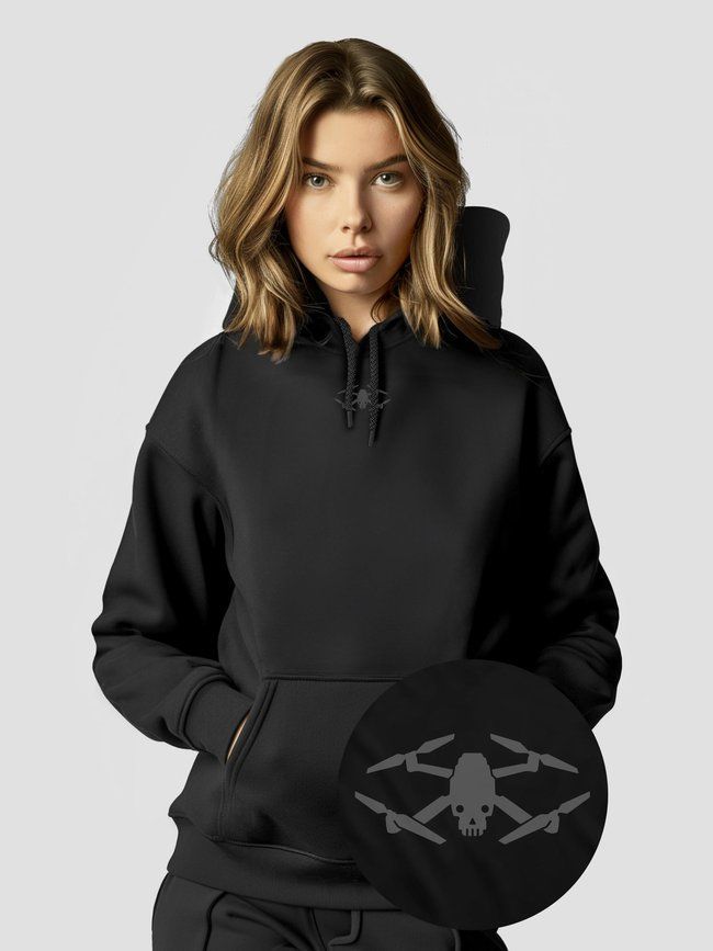Women's Hoodie "Drone Skull", Black, M-L