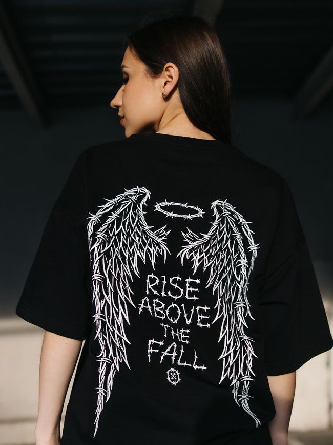 Women's T-shirt Oversize &ldquo;Wire Wings&rdquo;, Black, S