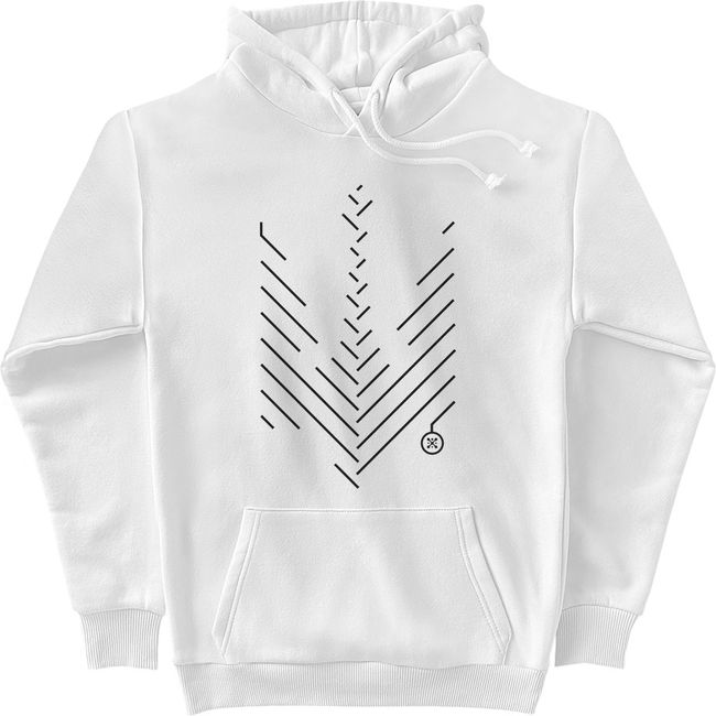 Men's Hoodie "Minimalistic Trident", White, 2XS