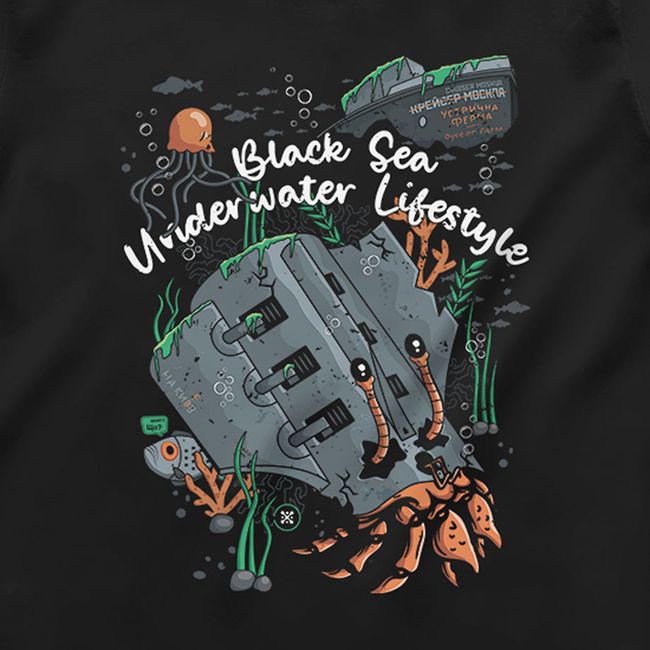 Women's T-shirt “Black Sea Underwater Lifestyle”, Black, M