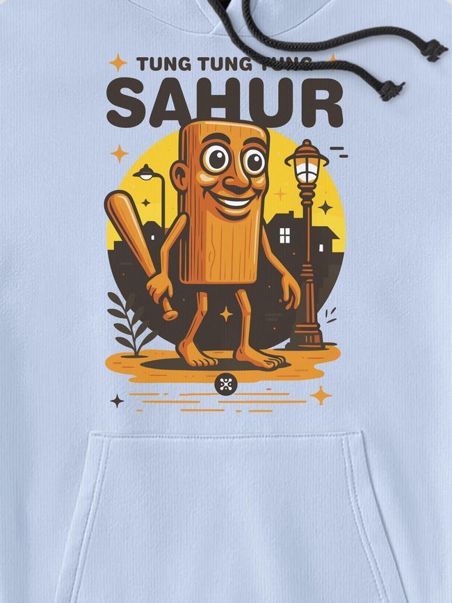 Худі дитяче "Tung Tung Tung Sahur", Світло блакитний, XS (110-116 см)