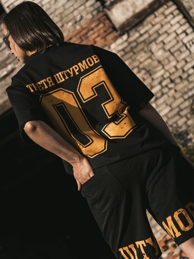 Комплект жіночий шорти та футболка оверсайз &ldquo;03 (3ОШБр)&rdquo;, Чорний, 2XS