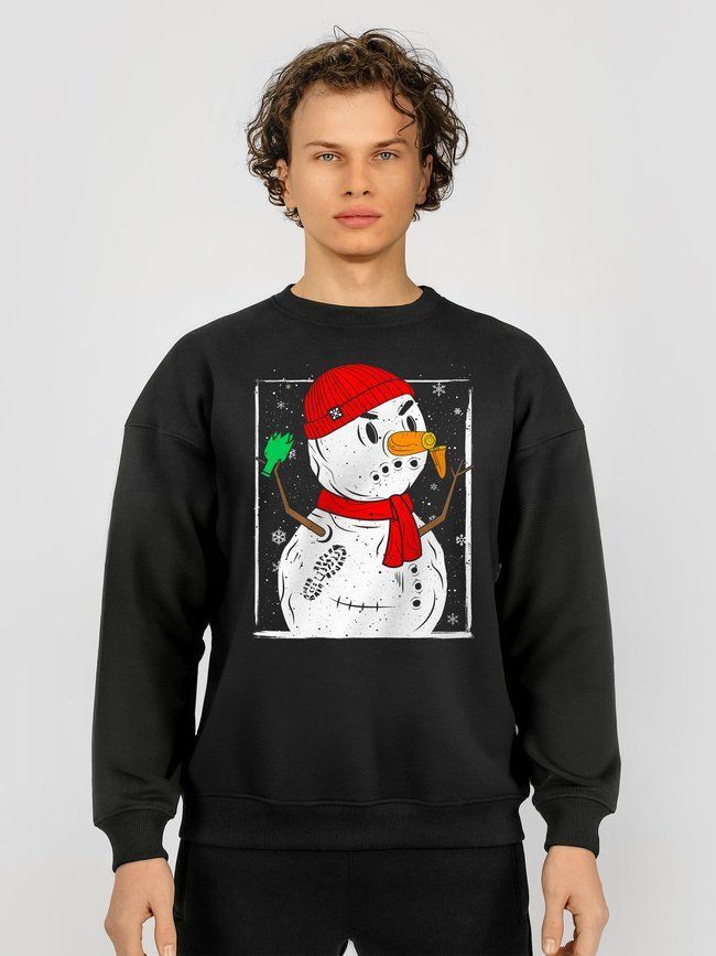 Men's Sweatshirt &ldquo;Crazy Snowman&rdquo;, Black, L