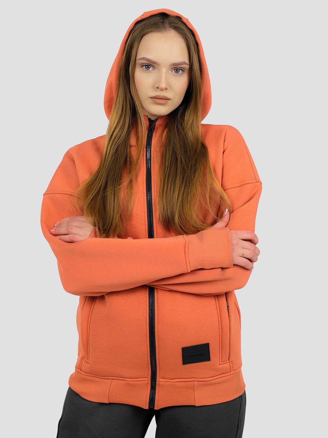 Women's Hoodie brick orange Hoodie with Zipper, Brick orange, XS-S