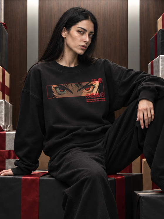 Women's Sweatshirt &rdquo;&rdquo;Determined Gaze&rdquo;, Black, M