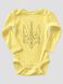 Kid's Bodysuite "Ukraine Line" with a Trident Coat of Arms, Light Yellow, 56 (0-1 month)